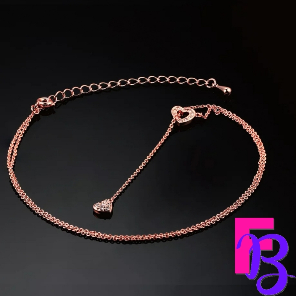 18k White Gold Double Heart CZ Pendant & Chain - Picture 5 of 11